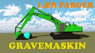 Gravemaskin  Lær farger  Gravemaskiner for barn  Barne TV [upl. by Dugaid454]