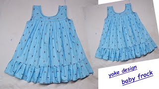 Designer Yoke Baby Frock Cutting and Stitching Very Easy [upl. by Elson403]