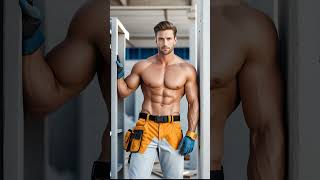 Handsome Muscle Men at Work  4K AI Lookbook handsome shorts model [upl. by Morse]