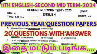 11Th Std EnglishSecond Mid Term2024Previous Year Question PapersExpected QuestionsGRSUCCESSSTC [upl. by Yliak]