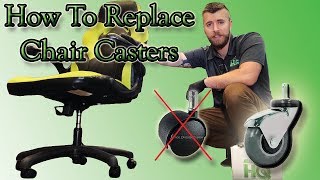 How to Replace Office Chair Casters  Full Install Video [upl. by Nosnarb]