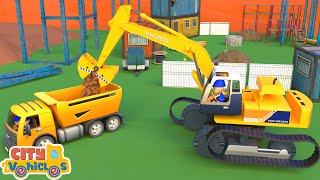 Construction Vehicles Assembly Show assemble excavator for kidsbulldozer tractor and crane truck [upl. by Atterys928]