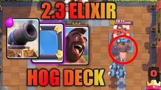 CHEAPIEST 23 ELIXIR BEST HOG CYCLE DECK  ARENA 678  CLASH ROYALE [upl. by Goldina439]