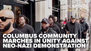 Columbus community leaders unite for march against neoNazi demonstration [upl. by Malloy66]