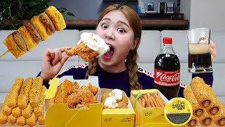 뿌링클 전메뉴 먹방 Bburinkle Chicken MUKBANG 뿌링클치킨 뿌링핫도그 치즈볼 뿌링감자 소떡소떡 EATING SHOW  HIU 하이유 [upl. by Waxler539]