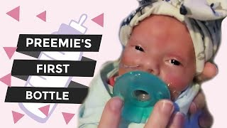 PREEMIES 1st BOTTLE Feeding  Our NICU Journey [upl. by Bonney]