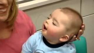 8MonthOld Deaf Babys Reaction to Cochlear Implant [upl. by Auvil733]