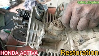 Honda activa old model engine restoration before PAINTING WORK chapter 1 [upl. by Nohsyt243]