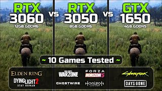 RTX 3060 vs RTX 3050 vs GTX 1650  10 Games Tested [upl. by Nosreffej]