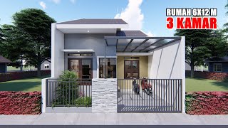 DESAIN RUMAH 6X12 M 3 KAMAR TIDUR TETAP NYAMAN [upl. by Karleen232]