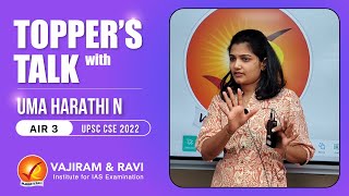 Toppers Talk with Uma Harathi N AIR 3  Vajiram amp Ravi [upl. by Yoho258]