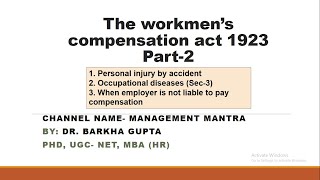 Workmen compensation act 1923 part 2 section 3 personal injuries by accident occupational disease [upl. by Lamrouex]