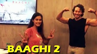 Tiger Shroff And Disha Patani Showing Baaghi 2 Poster  Watch Video [upl. by Atter409]