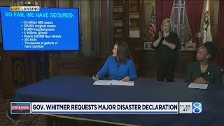 Gov Whitmer pushes stayathome order requests supplies [upl. by Aihtekal]