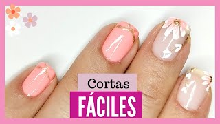 Cómo PINTAR UÑAS CORTAS paso a paso fáciles y bonitasNail Art on Short Nails [upl. by Yetty]