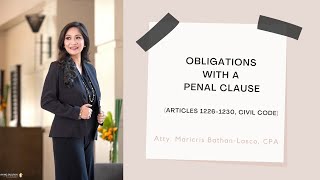 Obligation with a Penal Clause Articles 12261230 Civil Code [upl. by Ayel835]