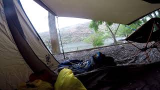 Powder River Arm of the Brownlee Reservoir OneTigris Backwoods Bungalow 20 tent in a thunderstorm [upl. by Andromeda298]