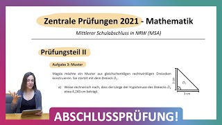 ZP 10 NRW Mathe 2021  Mittlerer Schulabschluss Realschule MSA Teil 2 A3  Dreieck rechter Winkel [upl. by Lyreb]