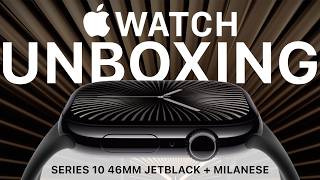 Apple Watch Series 10 Jet Black 46mm Unboxing  Slate Milanese Loop  Upgrading From Series 7 [upl. by Hoffert]