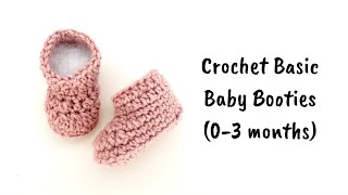 Crochet Basic Baby Booties 03 months [upl. by Temhem]