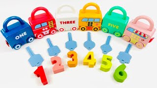 Best Learn Vehicles and Numbers  Locks with Matching Keys  Preschool Toddler Toy Learning Video [upl. by Eisdnil]