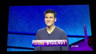 Final Jeopardy James Holzhauer passes 100000 by a long shot in 3 Days 4819 [upl. by Coad370]