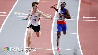 USA 4x400 gold medal hopes Doomed by Belgian anchor rally at Indoor Worlds  NBC Sports [upl. by Alaekim557]