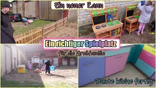 XL Vlog  Bunte Küche fertig  Neuer Zaun für den Spielplatz  Krank  Die Großfamilie [upl. by Aeret123]