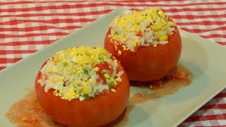 Cómo hacer tomates rellenos de ensalada de arroz [upl. by Cedar]