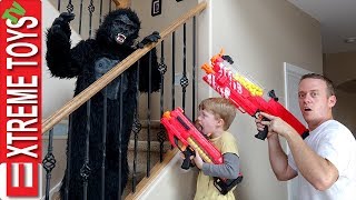 Ethan Vs Cole Nerf Blaster Gorilla Costume Attack Madness [upl. by Adnwahsat]