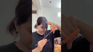 Cutting curtain bangs at home✂️ curtainbangtutorial cuttinghair haircutathome haircut hair [upl. by Simonsen636]