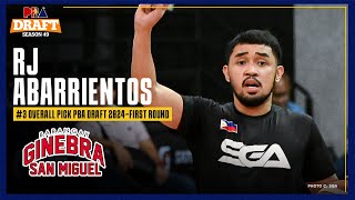 Ginebra selects RJ Abarrientos as THIRD PICK overall  PBA Season 49 Draft [upl. by Aivlys233]