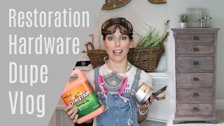 Weathered Gray Wood Stain Vlog  Restoration Hardware Stain DIY [upl. by Ahl72]