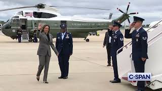 Kamala Harris departs Andrews heads to campaign fundraising events New York City 9222024 [upl. by Feilak]