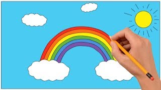 How to Draw Rainbow Coloring Pages Step by Step for Kids  Art Colours for Children [upl. by Deeraf]