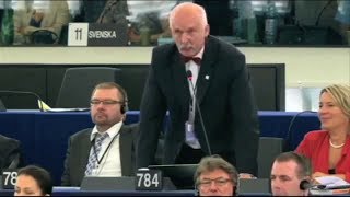 Janusz KorwinMikke pierwszy raz przemawia w Europarlamencie [upl. by Adnalu]