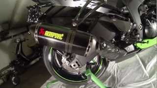 ZX6R Akrapovic Slip On Soundcheck First Start [upl. by Ellenhoj]