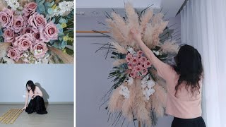 How to make a pampas grass flower arrangement for the golden square arch bracket [upl. by Bertha723]