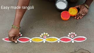 5 Easy daily border rangoli designsside muggulubeautifulnew trendingeasymaderangolicreations [upl. by Nohtanoj]