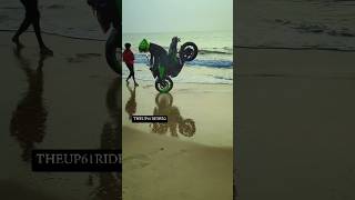 Stunts on ktm dukektm duke stoppie stunt on sea side😱stoppieshortsshortsfeedstuntsbikerstunt [upl. by Eelyme562]