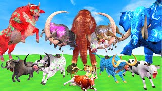 10 Mammoth Elephant vs 10 Zombie Bull Buffalo vs Zombie Elephant Attack Cow Buffalo Saved By Mammoth [upl. by Boyd]