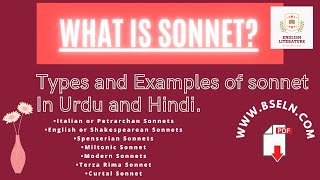 Sonnet Explained In Urdu and Hindi with Notes  Types  structure  Format  characteristicsExample [upl. by Neemsaj]