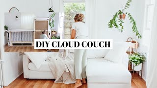 DIY COUCH COVER no sew super easy slipcover  ikea hack [upl. by Rednael]