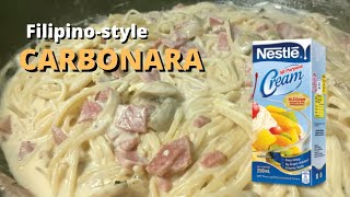 Creamy Carbonara Filipino Style  Carbonara with Costing  Pinoy Style Carbonara Pasta Recipe [upl. by Atikim]