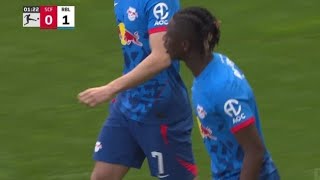 SC Freiburg vs RB Leipzig 14 Amadou Haidara Lois Openda amp Benjamin Sesko score in win [upl. by Lobel]