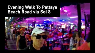 Pattaya Beach Road Evening Walk via Soi 8 1 thailand таиланд [upl. by Emmy866]