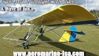 Zigolo MG12 motorized ultralight motor glider sailplane from AeroMarine LSA [upl. by Ellerred595]