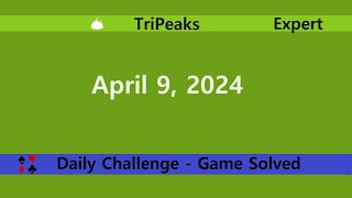 Microsoft Solitaire Collection  TriPeaks Expert  April 9 2024  Daily Challenges [upl. by Adnilem71]