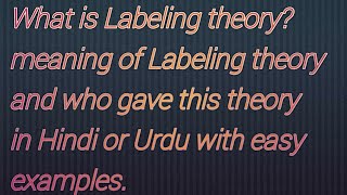 Labeling TheoryCriminology Theory meaning of Labeling Theory in Hindi or Urdu sociology [upl. by Buchalter707]