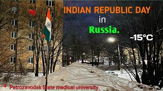 12 °C Indian Republic Day 2024 in Russia  Petrozavodsk state medical University india flag [upl. by Albers749]